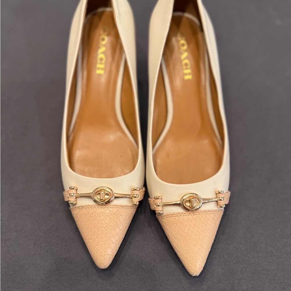 Coach Cream and Blush Pointed Toe Heels